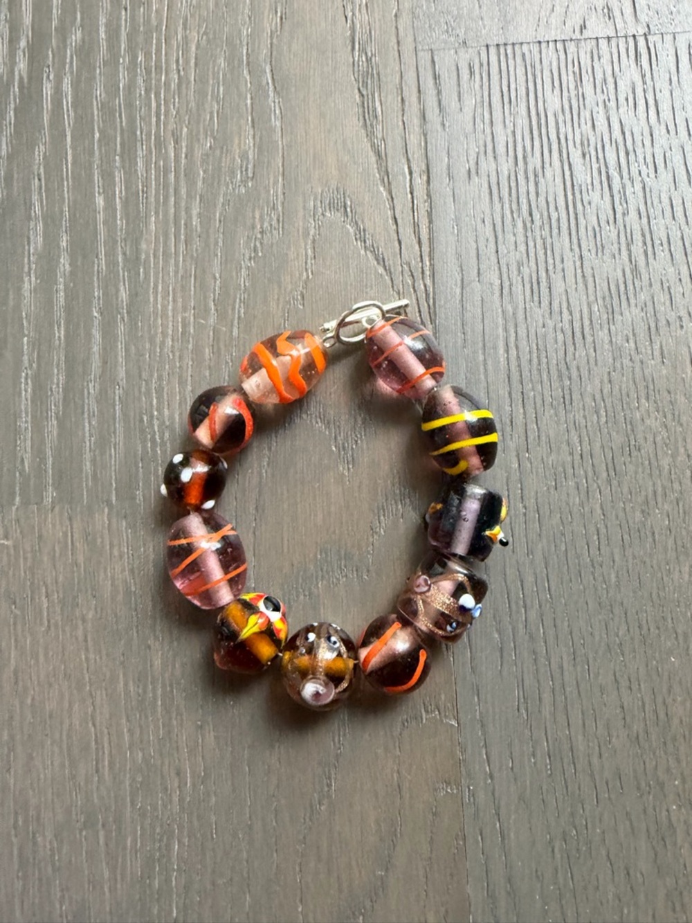 Beer bottle glass murano bead bracelet made by urs truly :)